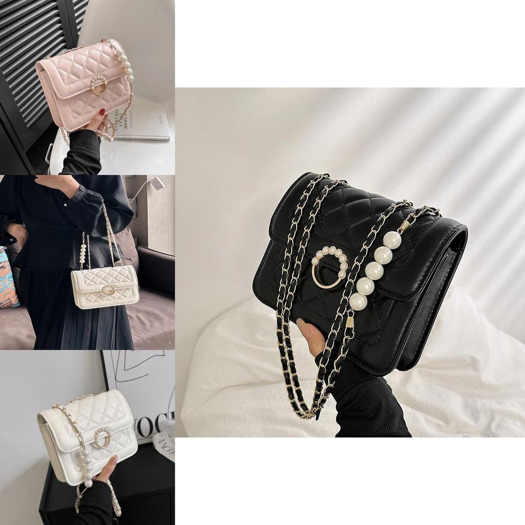 Trendy Chic Grid Chain Crossbody Bag 2023 New Fashionable Pu Small Shoulder Bag Women