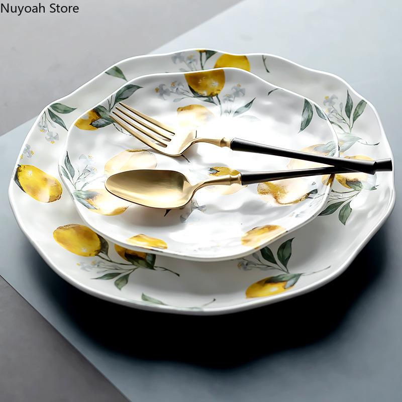 Irregular Retro Dinner Plate Home Restaurant Western Food Steak Cake Dessert Dim Sum Plate Creative Placing Main Dish Plate