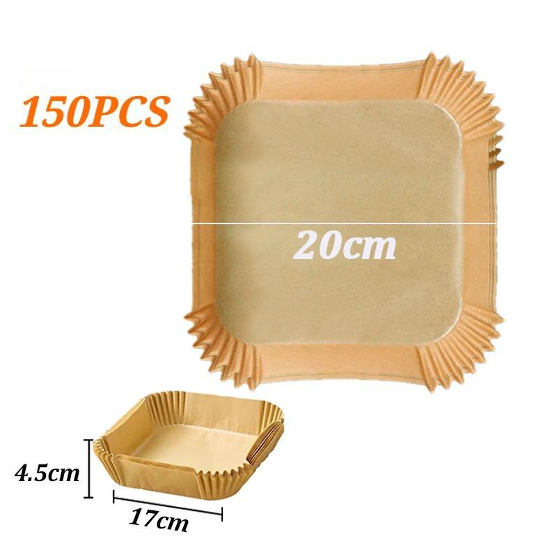 150PCS Kitchens Accessories Air Fryer Paper Kitchen Utensils Disposable Square Round Pastry Molds BBQ Plate Non-stick Pad