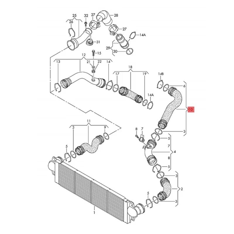 Intercooler Turbochargers Hose Suitable For T5 1.9 7H0145980Q Air Intake Duct Hose Radiator Supercharged Air Inlet Pipe
