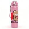 1PC Little Bear Red Heart Pattern 750ml Color Plastic Sports Water Bottle Leakproof Flip Straw Lid Suitable for Sports Office Home Use