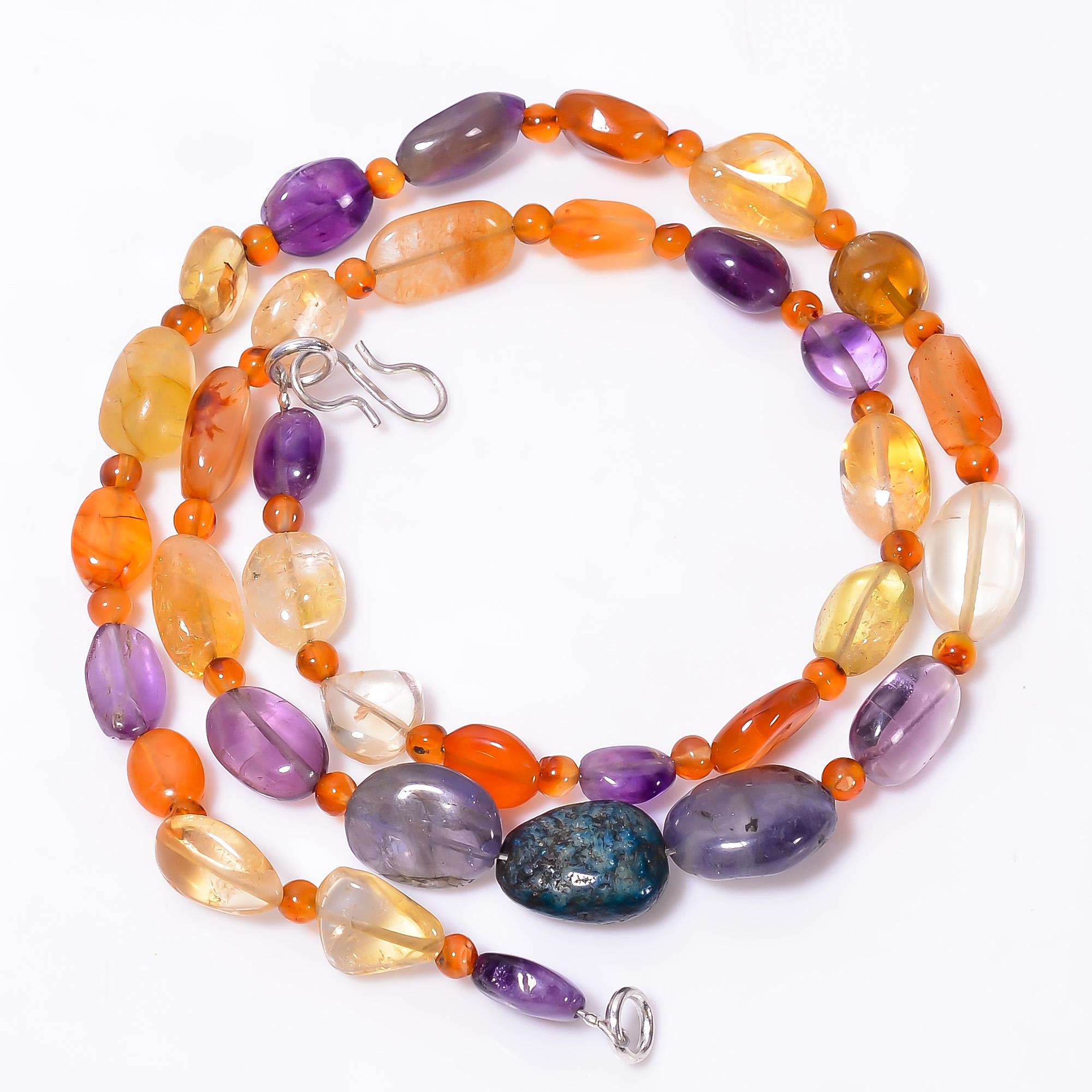 

Натуральный аметист, сердолик, цитрин, гладкие бусины, ожерелье 3-15 мм 18 UB-8638
