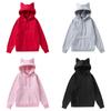Felpa Base con Orecchie da Gatto da Donna con Scollo a V e Tessuto in Poliestere per Uso Casual Primaverile