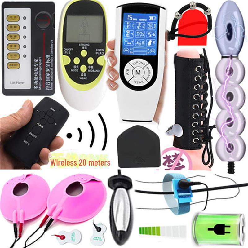 Electric Shock Anal Plug with Stimulation Features for Couples, Male and Female. Includes Nipple Suction, Clamps, and Penis Ring for Added Fun.
