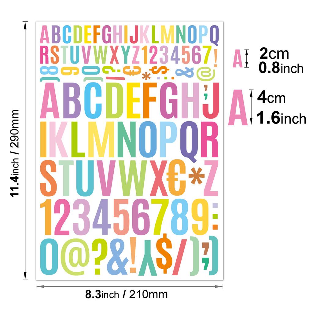 Letter Sticker 2+4cm Vinyl PVC Waterproof Self-adhesive Mailbox Car Size Alphanumeric Sticker
