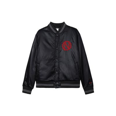 Alphabet Pattern Single-Breasted Warm Long-Sleeve Jacket Men Jacket Black DQ6204-045