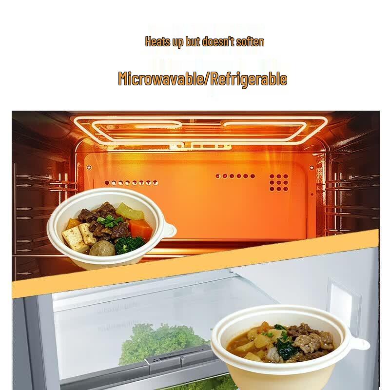 Biodegradable Corn Starch Disposable Meal Bowls with Lids, 150 Sets