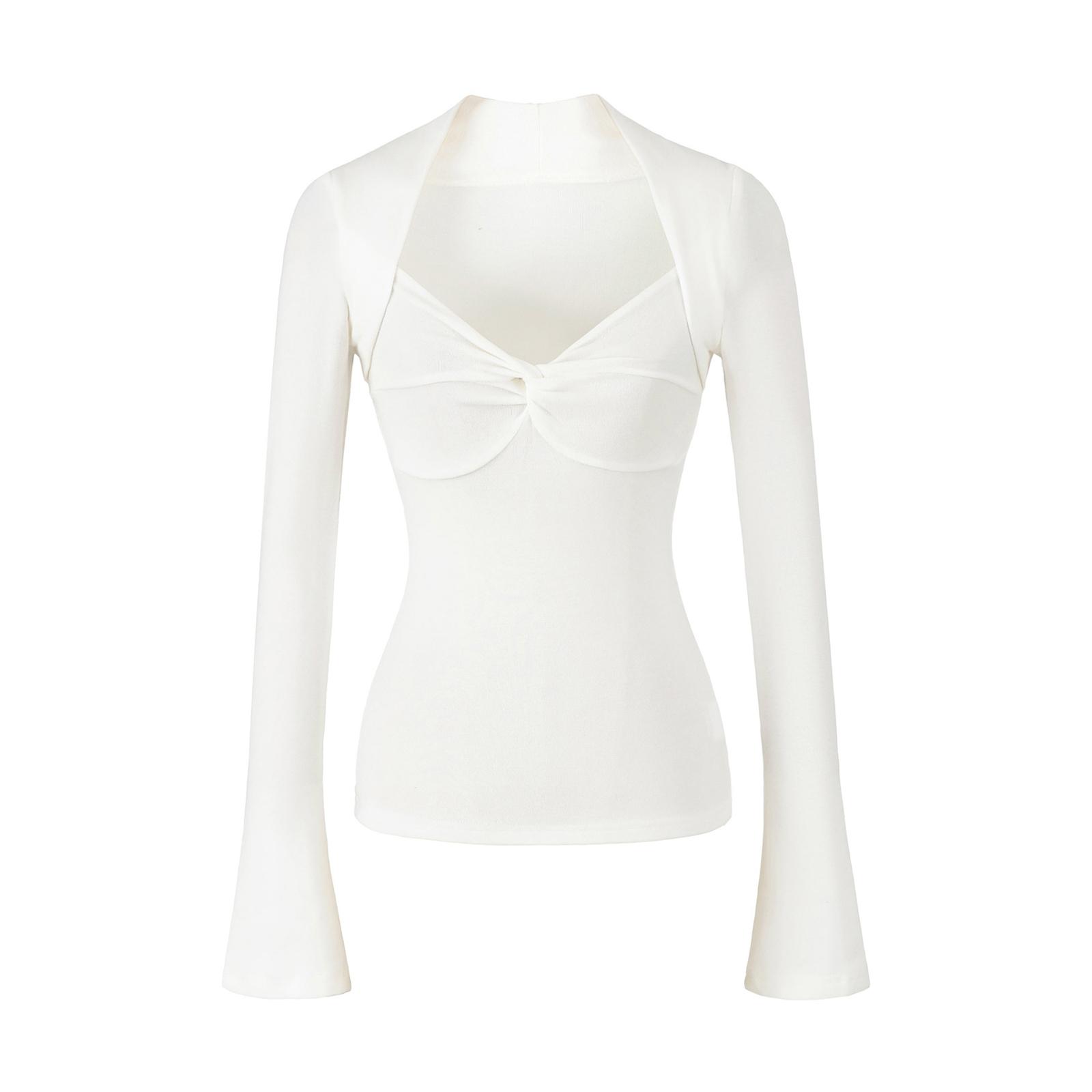 

Women s Loose Casual Top With A Knotted Front For A Slimming Effect S білий