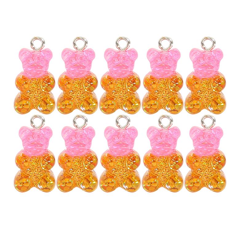 10pcs Resin Candy Color Bear Charms Pendant Beads for Necklace Bracelet Jewelry Making