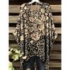 Camiseta de Verano para Mujer Estilo Étnico Estampado Retro Chaqueta Larga Informal Cómoda Camiseta Dobladillo Irregular Cuello Redondo Manga Corta para Mujer