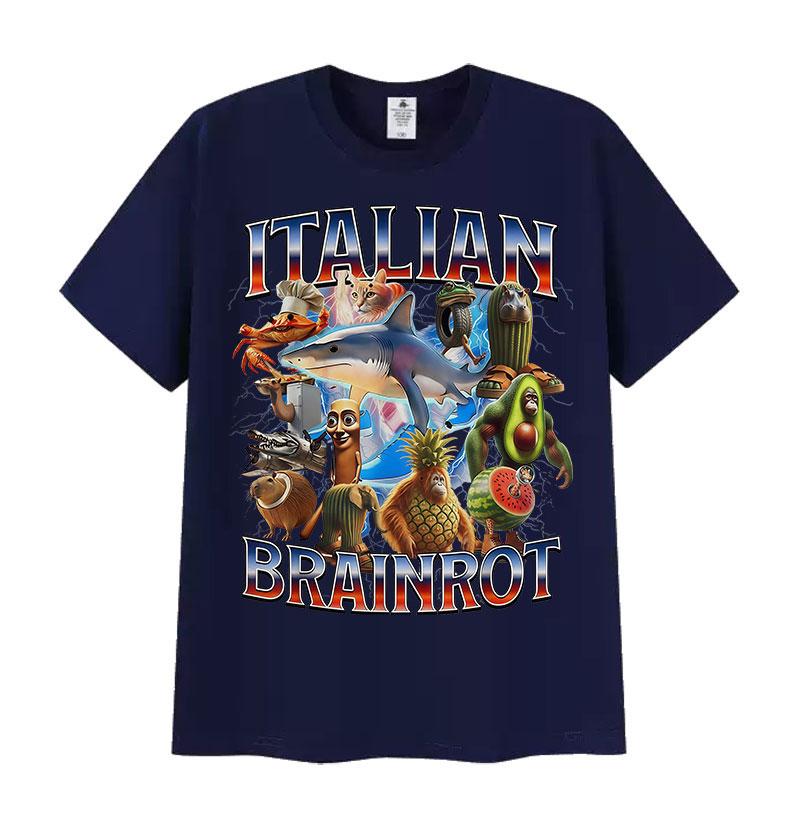 Zabawne włoskie memy o mózgu T-shirty Unisex Tralalero Tralala Tung Tung Tung Sahur Bombardiro Crocodilo Brr Brr Patapim T-shirty