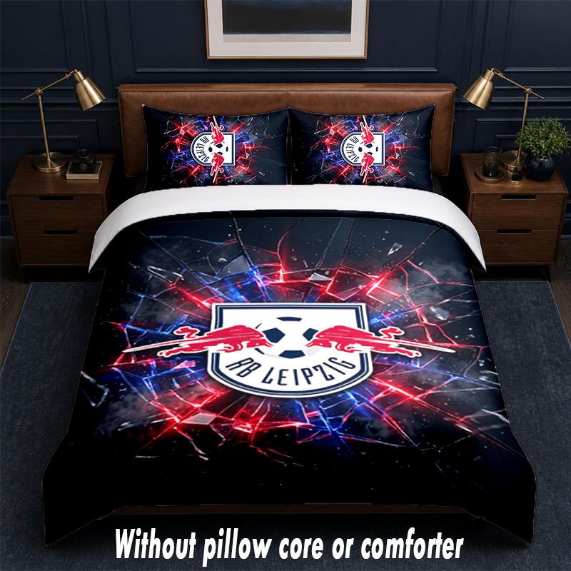 RB Leipzig Football Design Bed Bedding Set 1 Duvet Cover + 2 Pillowcases Soft Breathable Household Bed Linens
