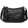Black Winter Style Washed Leather Luxury Handbags Women Bags Designer Ladies Shoulder Crossbody Bags For Women