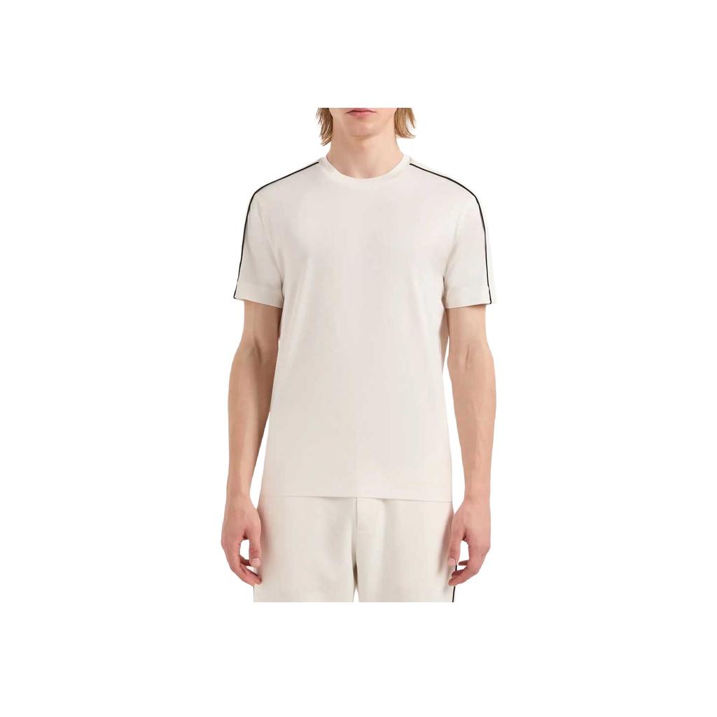 Emporio Armani SS24 Logo Strap Crew Neck Straight Cut Short Sleeve T-Shirt Men Tops Beige 3D1TD3-1JUVZ-0128