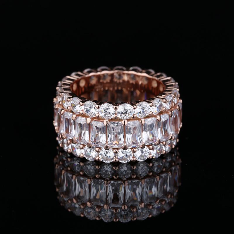 Mujing High-End Simulated Diamond Gemstone Ring for Women - Micro-paved Zircon.