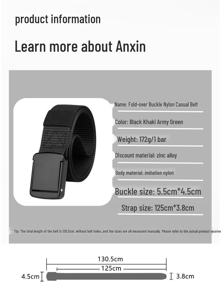 Men's Outdoor Nylon Flip Buckle Belt - Casual, Canvas for School or Military Training