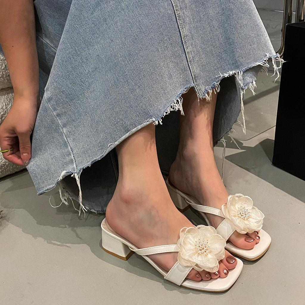 Fashion Women Sandals Elegant High Heels Peep Toe Sandals Flowers Party Casual Fashion Outdoor Dress Shoes for Women Sandalias De Mujer