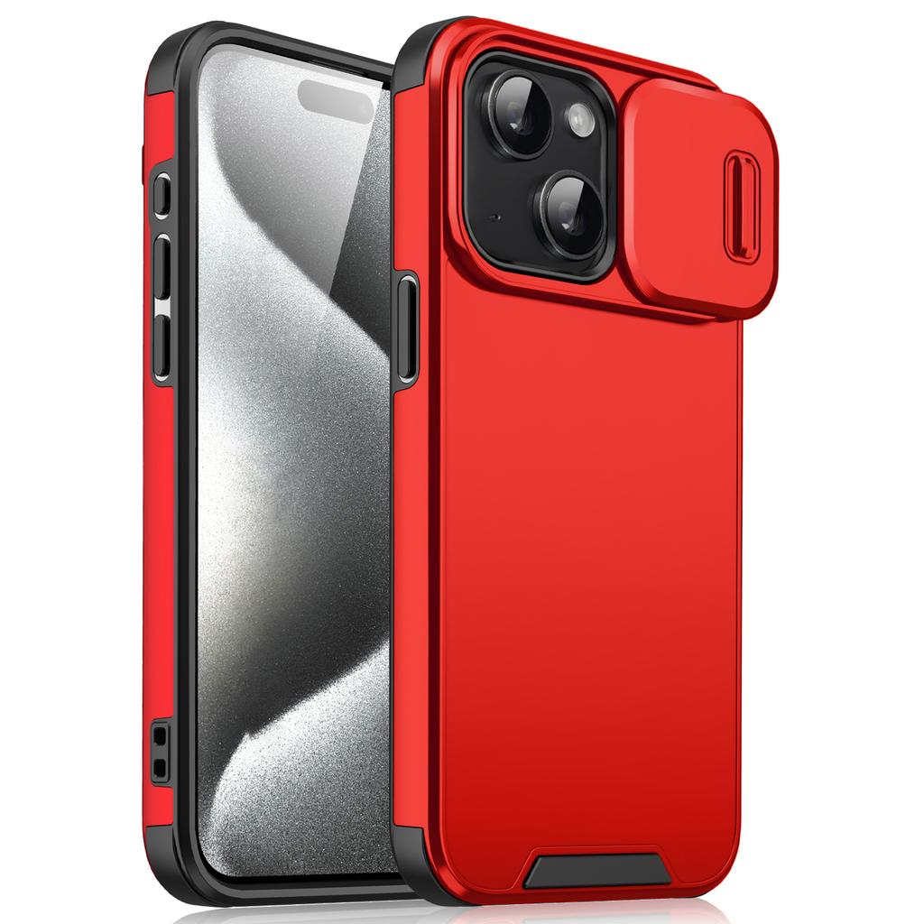 Pro pouzdro na iPhone 15 s posuvným krytem kamery PC+TPU Ochranný kryt telefonu