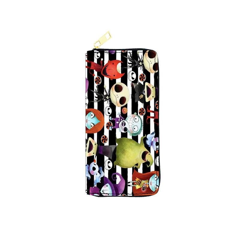Nightmare Before Christmas PU Wallet Women Long Zipper Clutch Purse Makeup Bag Jack Skellington 3pcs