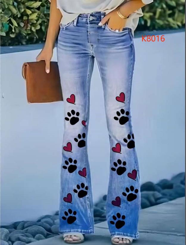 2023 Women's Plus Size Casual Faux Denim Pants - European & American Fashion