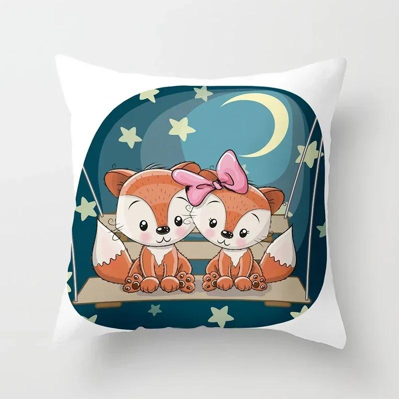 Cartoon Fuchs Tierdruck Kissen Kissenbezug Dekokissenbezug