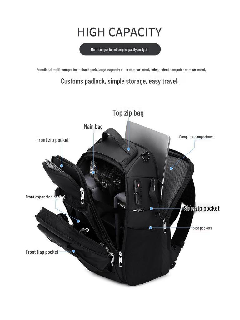 Waterproof All-in-One DSLR & Drone Camera Backpack with Double Shoulder Straps & Computer Compartment