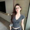 Bow Grey V-Neck Short Sleeve T-Shirt Women's Summer Slim Skinny Spice Girl Lace Splicing Niche Short Top