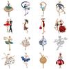 Rinhoo New Fashion Temperament Dance Girl Ballet Girls Cartoon Shining Crystal Brooches Women Collar Pins Bride Wedding Jewelry