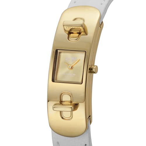 Coach SWAGGER 50mm Women's Watch, Gold Dial, Stainless Steel, Quartz Movement, 14502224, White