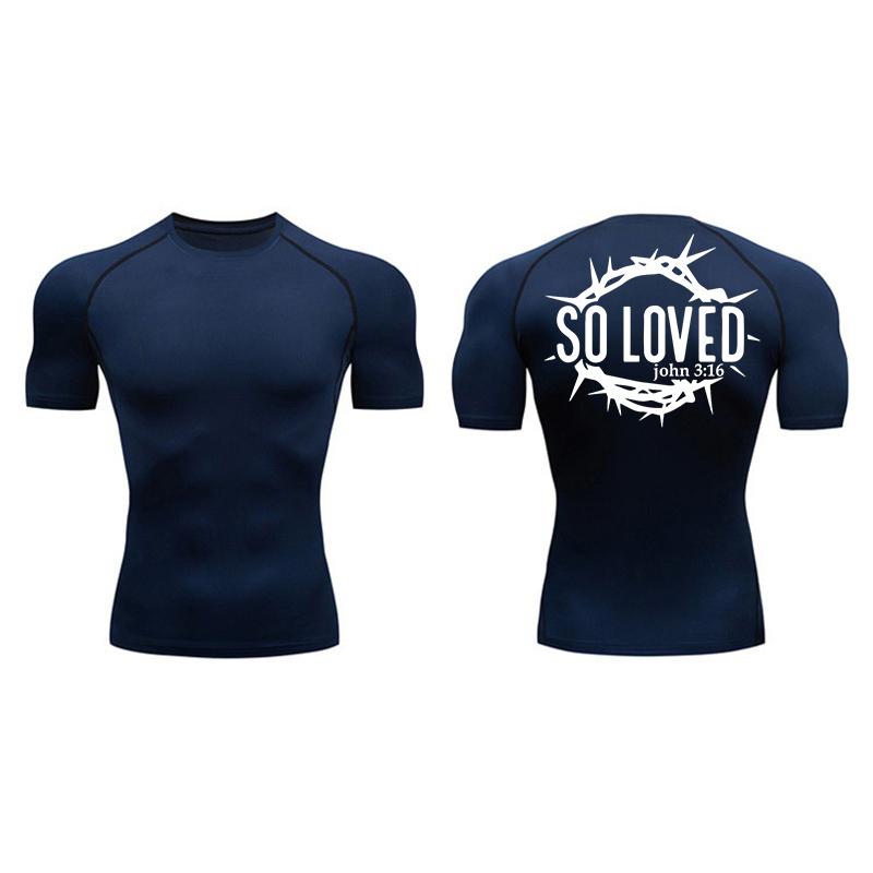 Cross Print Compression Shirt for Men Athletic Quick Dry Short Sleeve Tops Baselayer Christian Gym Workout Running T-shirts Tees