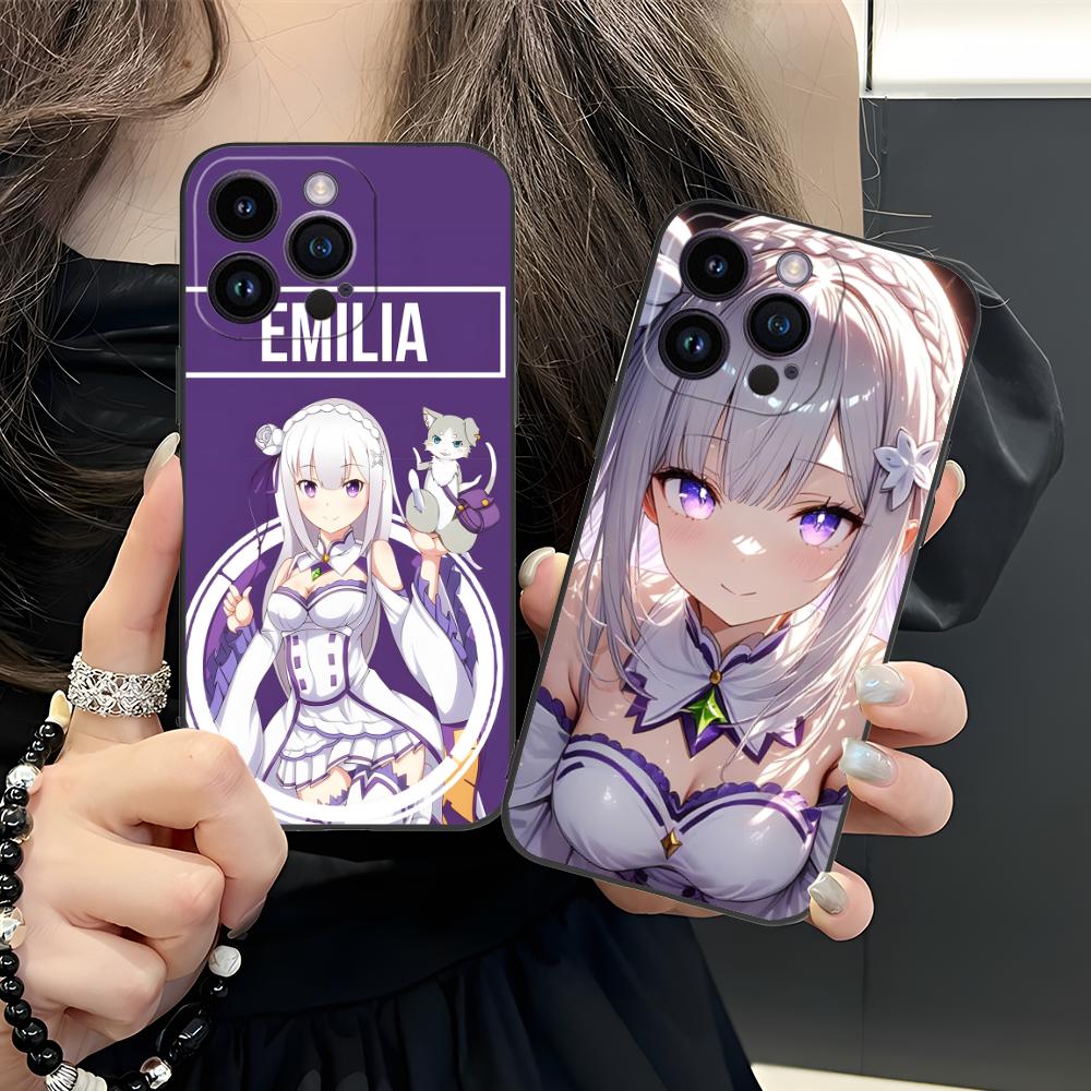 ReZero Emilia Waifu Mobile Phone Case for iPhone 17 16 15 14 13 12 11 X XR XS 8 7 Air Pro Max Plus Mini Colorful Cover Luxury