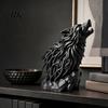 Hollow Animal Statues Howl Wolf Sculpture, Gothic Wildlife Home Decor, Howling Statue Figurine PLA Plastic Craft Gifts with Rock Base, Rustic
