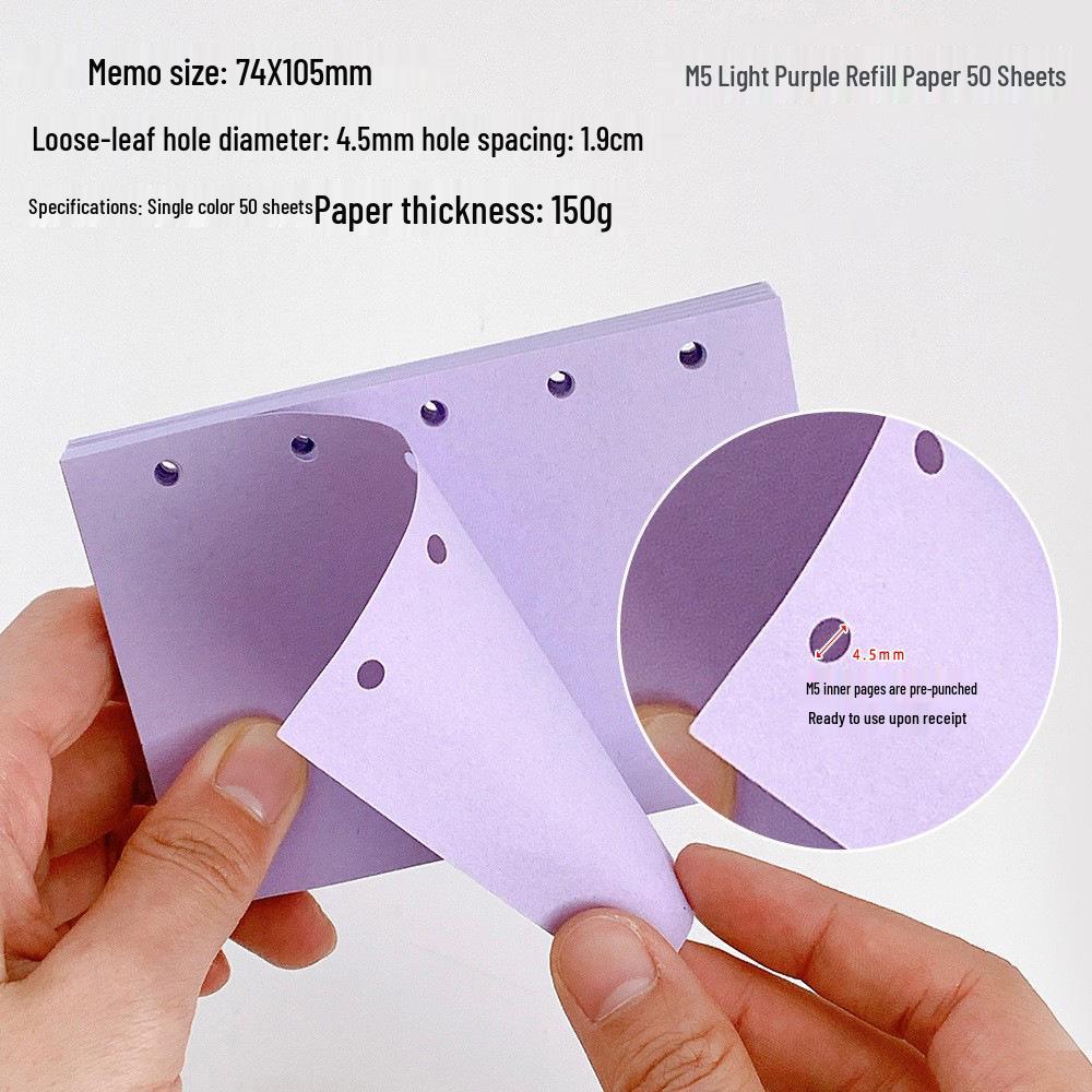 M5 Planner Five-Hole Blank Colored Refills, Macaron Tone Thick Loose-Leaf Inner Pages.