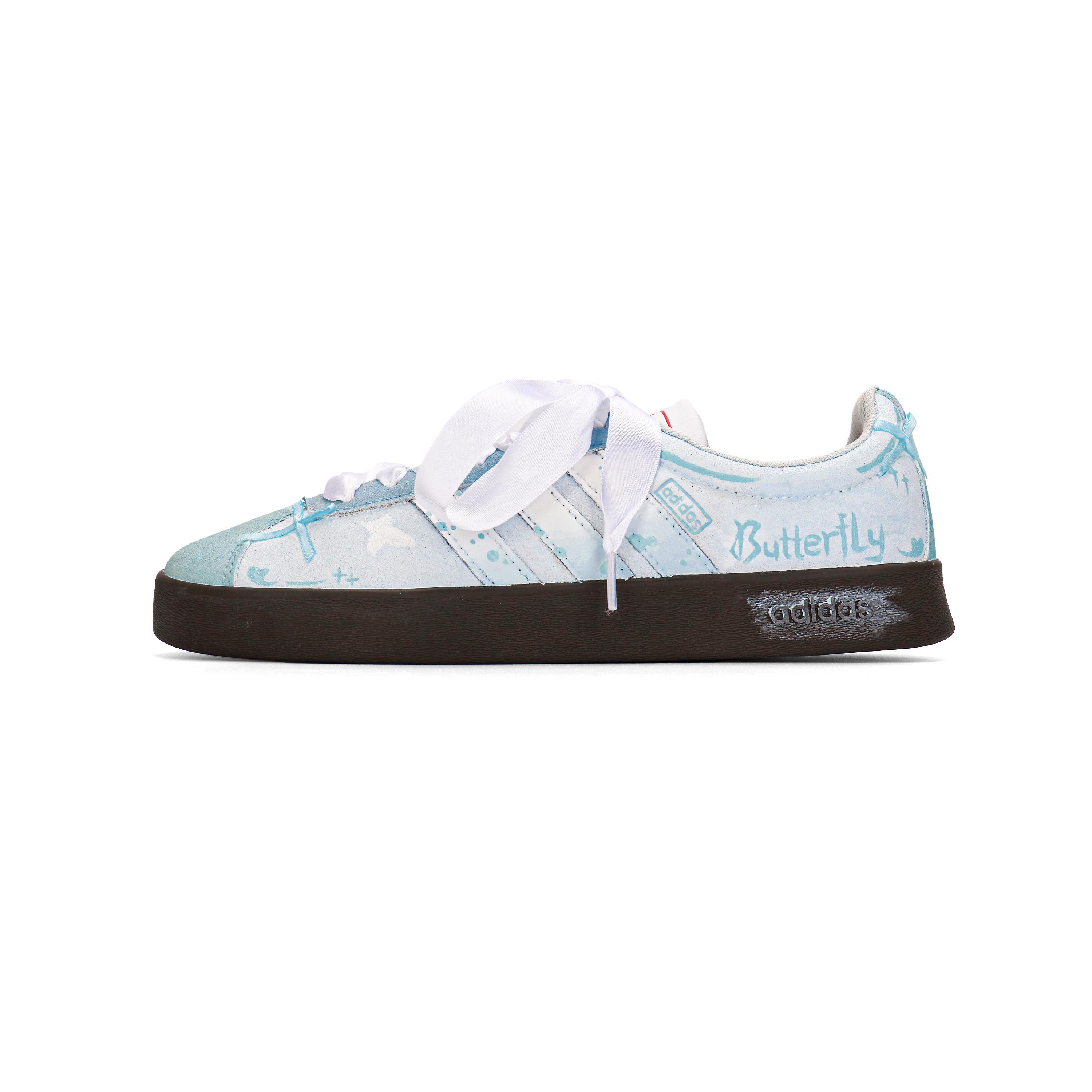 

Adidas VL COURT 2.0 Butterfly Dancing Abrasion Resistant Low top Skateboard Shoes Unisex Light Blue HQ1802(Team1337-) 35⅔