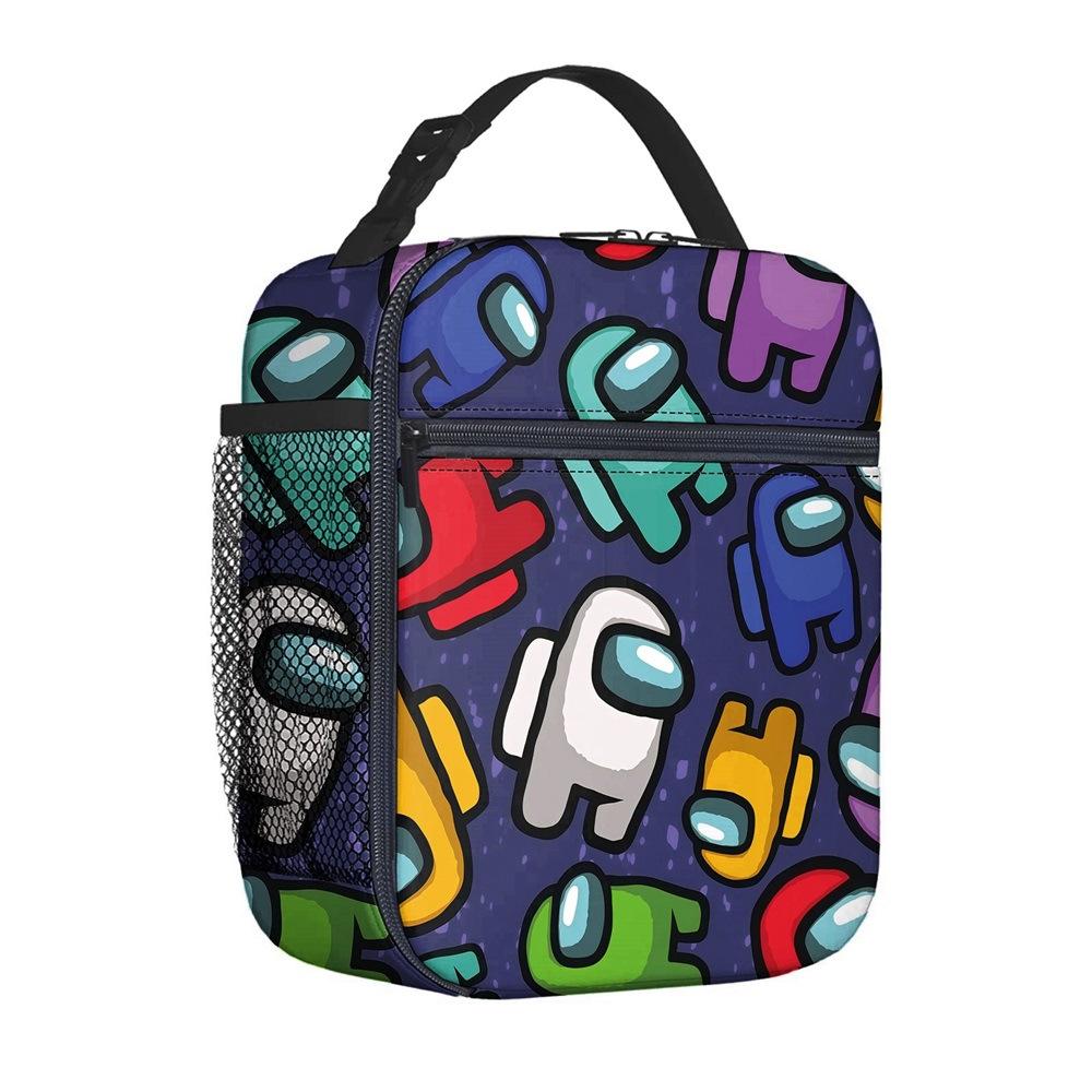 Borsa per Pasto Portatile Borsa Quadrata per Pasto Completamente Stampata Borsa per il Pranzo dei Bambini Borsa per Picnic della Scuola Elementare
