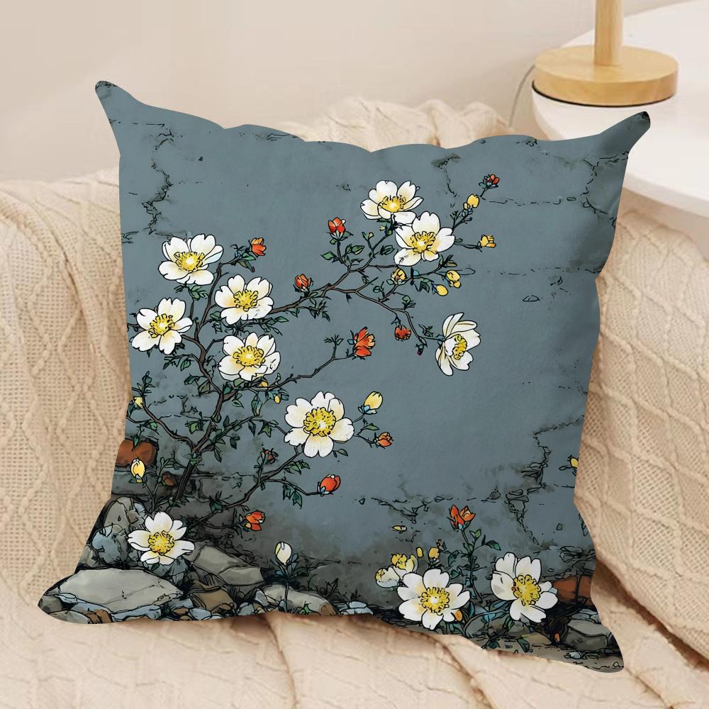 Life in the Corner Flowers Cushion Cover Silky Short Plush DoubleSided Printed Pillow Case for Sofa All Seasons Home Decor Gift