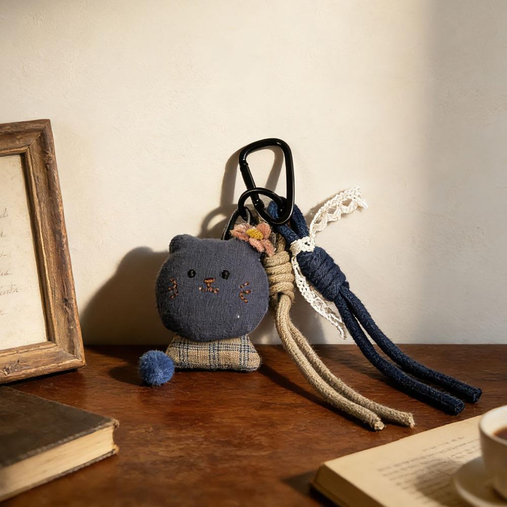 Cartoon Vintage Bag Keychain Soft Texture Lanyard Charm New Cartoon Doll Charm  Bag Decoration Style9