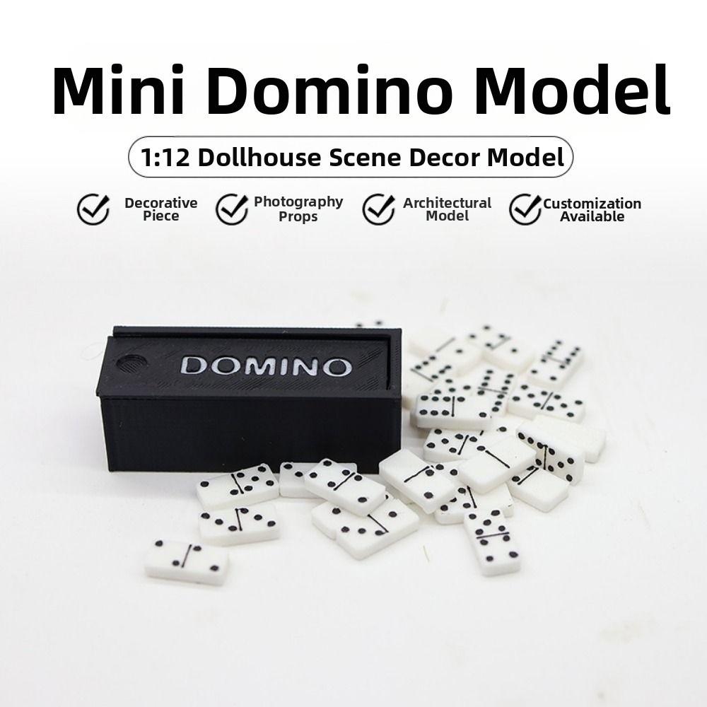 1 Set Neu 1:12 Puppenhaus Miniatur Domino Modell Punkt Mini Pla Domino Brettspiel Schwarz&Weiß Bauen Lernen
