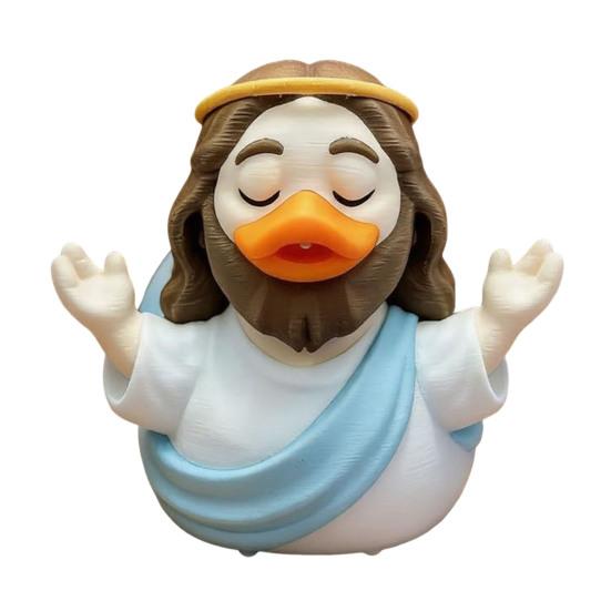 

Jesus Duck Figurine Collectible 3D Printed Christian Duck Figures Religious Little Jesus Duck Ornament for Desk Car Dashboard Decor