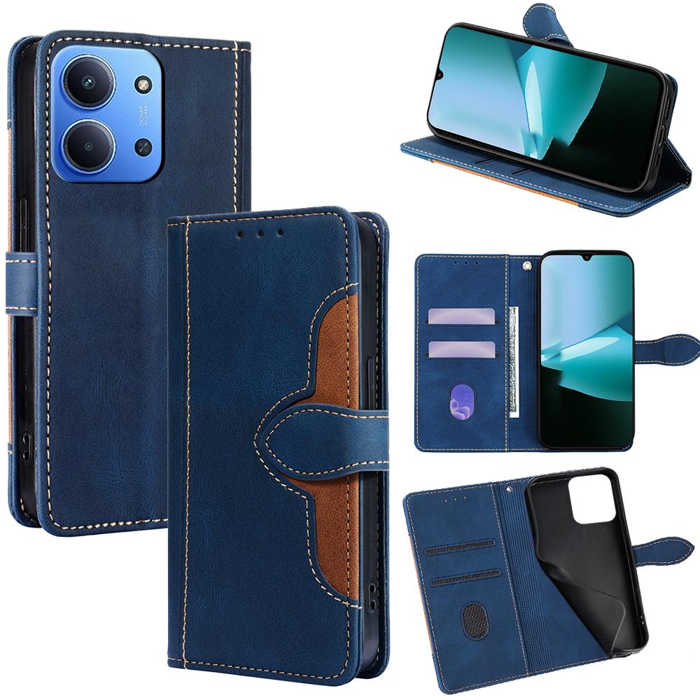 For Xiaomi Redmi 15C 4G (Global) (171mm)/Poco C85 4G (171mm) Case Leather Wallet Phone Cover with Straw Hat Magnetic Clasp