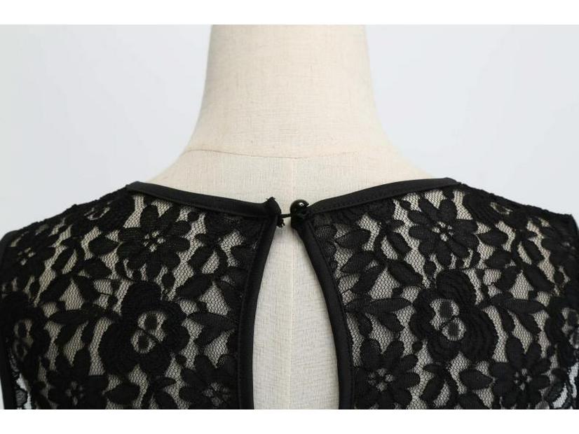 Vintage Sleeveless Lace Stitch Big Swing Dress