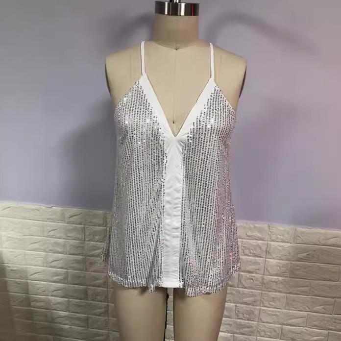 Damen-Camisole mit V-Ausschnitt und Pailletten