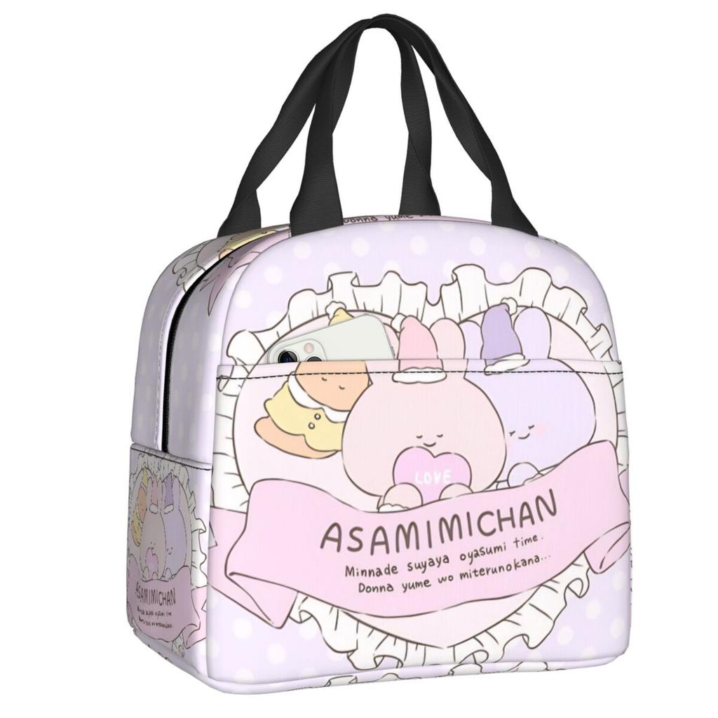Custom Asamimichaan Anime Cartoons Asamimi Insulated Lunch Bags for Women Resuable Thermal Cooler Bento Box Work School Travel