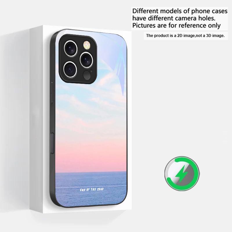Dark Colored Seawater Suitable For iPhone 16E 17 Pro Max 15 Pro 14 13 Plus 12 Mini 11 16 Air 17Pro Magnetism Glass Phone Case