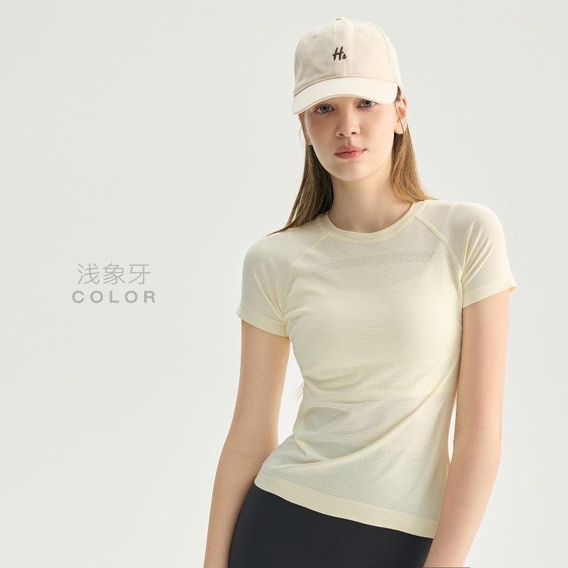 New sports short-sleeved women's summer seamless yoga clothes, running training, cycling training, fitness tops, Pilates yoga shirts