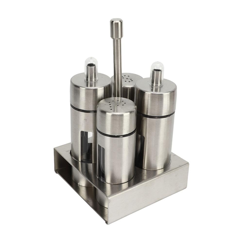 Set of 4 with Base Stand Seasoning Bottle Set Oil Vinegar Dispensers  Countertop Organization