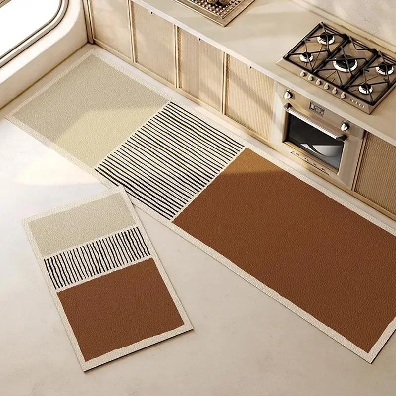 Kitchen Floor Mat Pvc Leather Waterproof Carpet Non-slip Oil-proof Foot Mats Long Carpets Japanese Home Decoration Rug