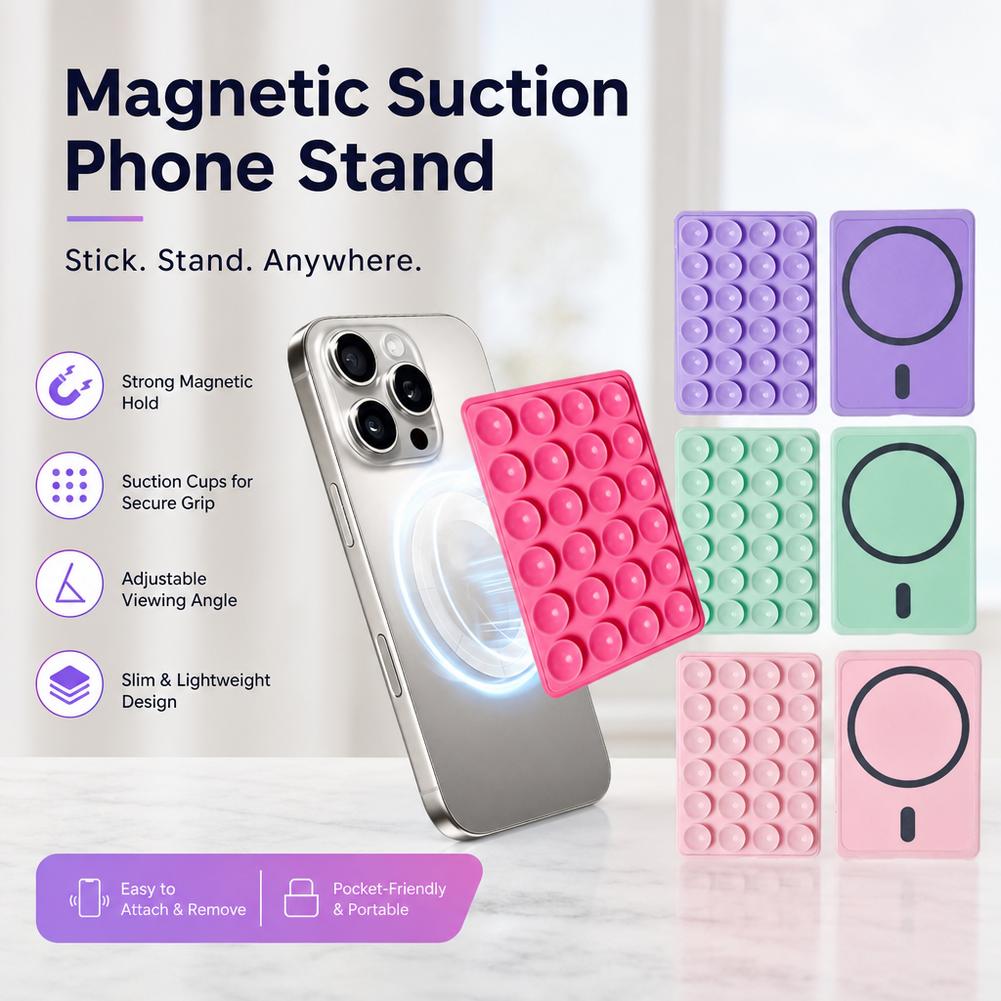New Magnetic Suction Phone Mount for MagSafe Case Silicone Grip Holder For iPhone Removable Hands-Free Selfie Bracket 5