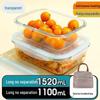 Microwaveable Transparent Glass Bento Lunch Box with Lid and Fresh-Keeping, Includes Damage Compensation.