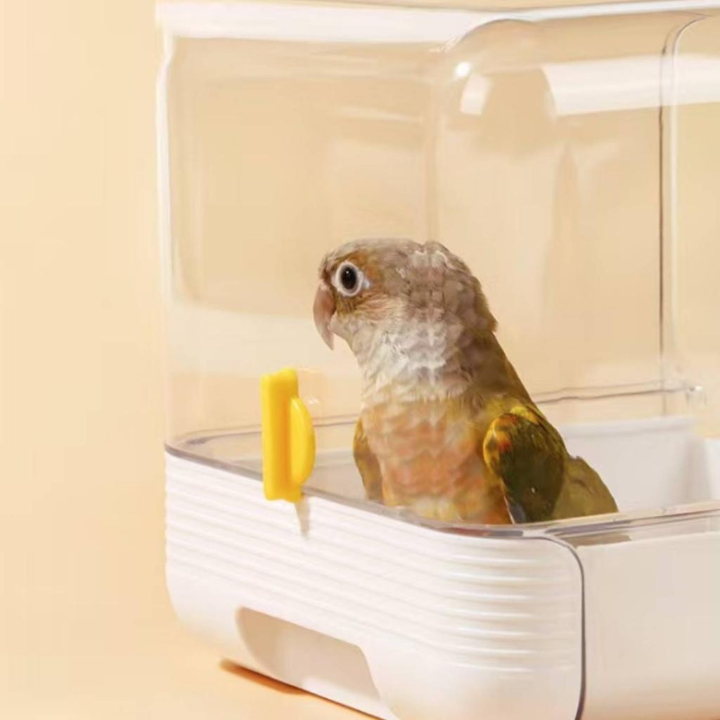 Parrot Bathing Tub Multi Function External Bird Bath Parakeet Bathing Enclosure Splash Proof Parrot Feeder Easy To Install